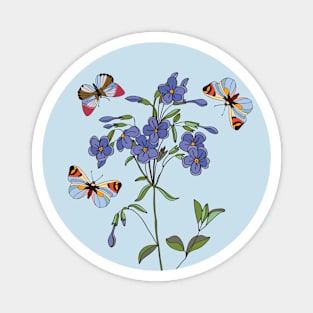 Botanical illustration a plant and a butterfly Magnet